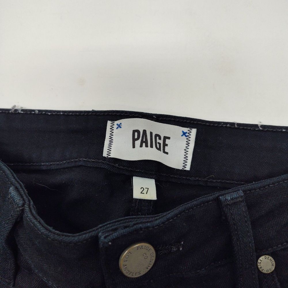 Paige Jeans Womens 27 Black Verdugo Ultra Skinny Stretch Destroyed Mid Rise - Picture 4 of 5